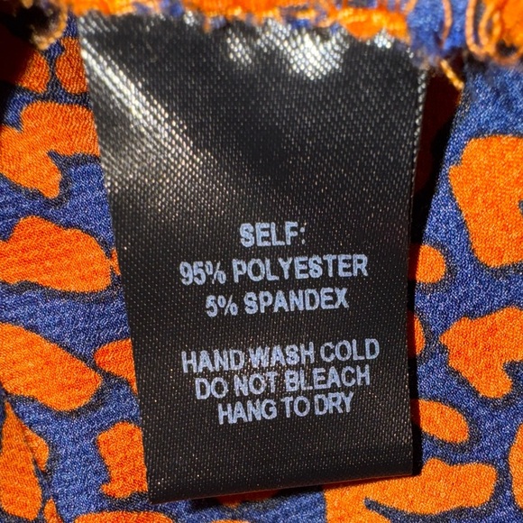 LULUS Color Me Wild Orange and Navy Blue Leopard Print Peplum Top size M. NWOT - Picture 9 of 12